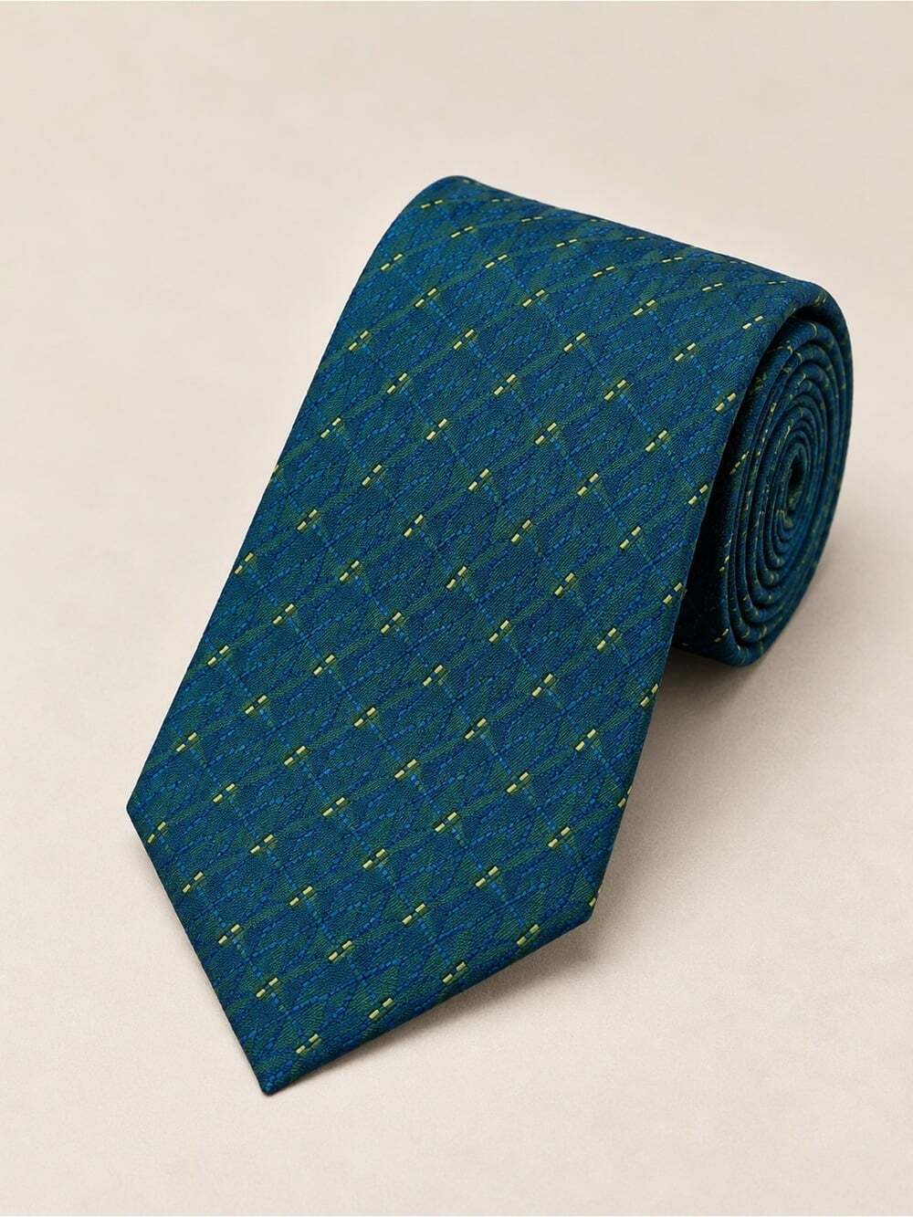 Valentino Cravatte Handmade Silk Tie Blue Green Geometric Made in Italy Luxury